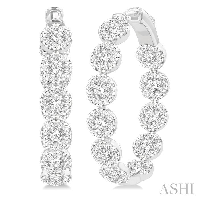 ASHI Inside-Out Lovebright Diamond Hoop Earrings 925B0PPFGERWG-3.00