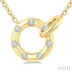 ASHI Circle Interlock Petite Diamond Fashion Pendant 926G8PPTGPDYG