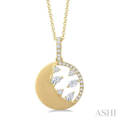 ASHI Circle Half Moon Diamond Fashion Pendant 927F4PPFGPDYG