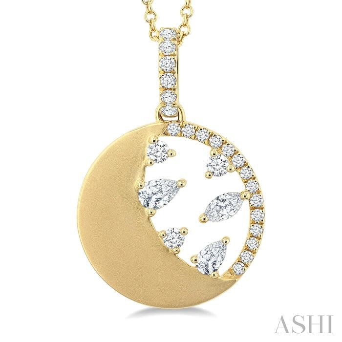 ASHI Circle Half Moon Diamond Fashion Pendant 927F4PPFGPDYG