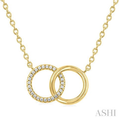 ASHI Circle Interlock Petite Diamond Fashion Pendant 927G8PPTSPDYG