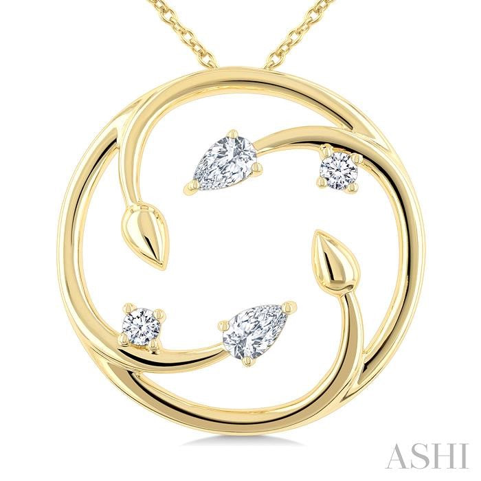 ASHI Circle Diamond Leaf Pendant 927H6PPFGPDYG