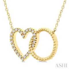 ASHI Heart Circle Interlock Petite Diamond Fashion Pendant 928G8PPTSPDYG-HT