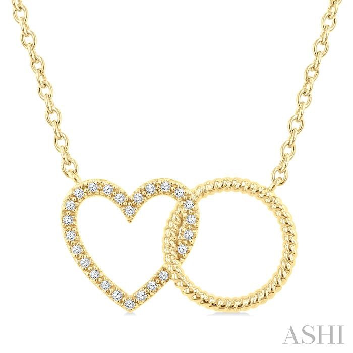 ASHI Heart Circle Interlock Petite Diamond Fashion Pendant 928G8PPTSPDYG-HT