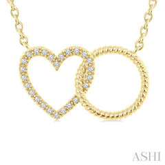 ASHI Heart Circle Interlock Petite Diamond Fashion Pendant 928G8PPTSPDYG-HT