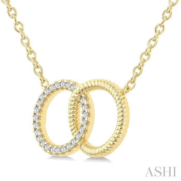 ASHI Circle Interlock Petite Diamond Fashion Pendant 928G8PPTSPDYG-RD