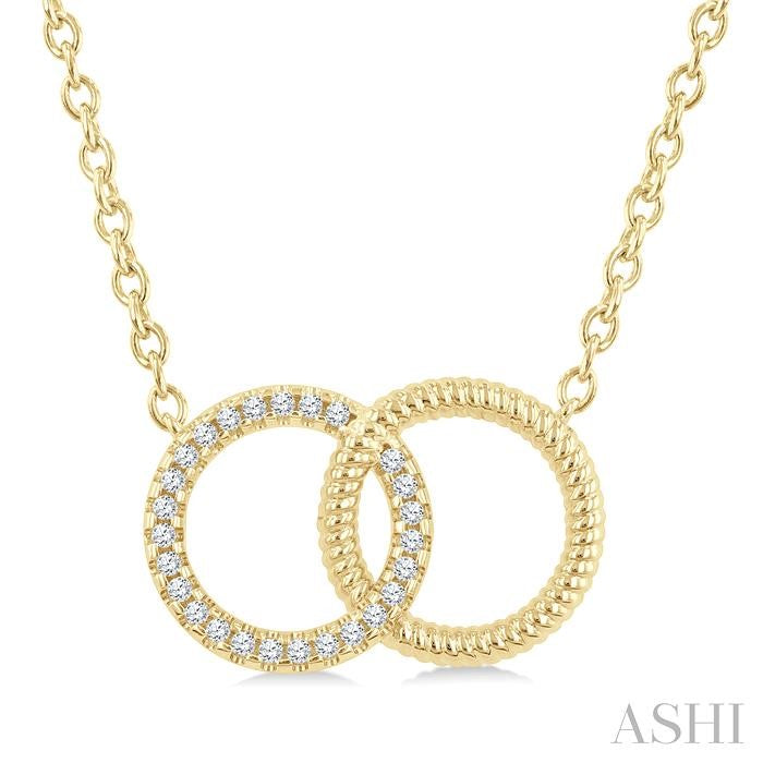 ASHI Circle Interlock Petite Diamond Fashion Pendant 928G8PPTSPDYG-RD