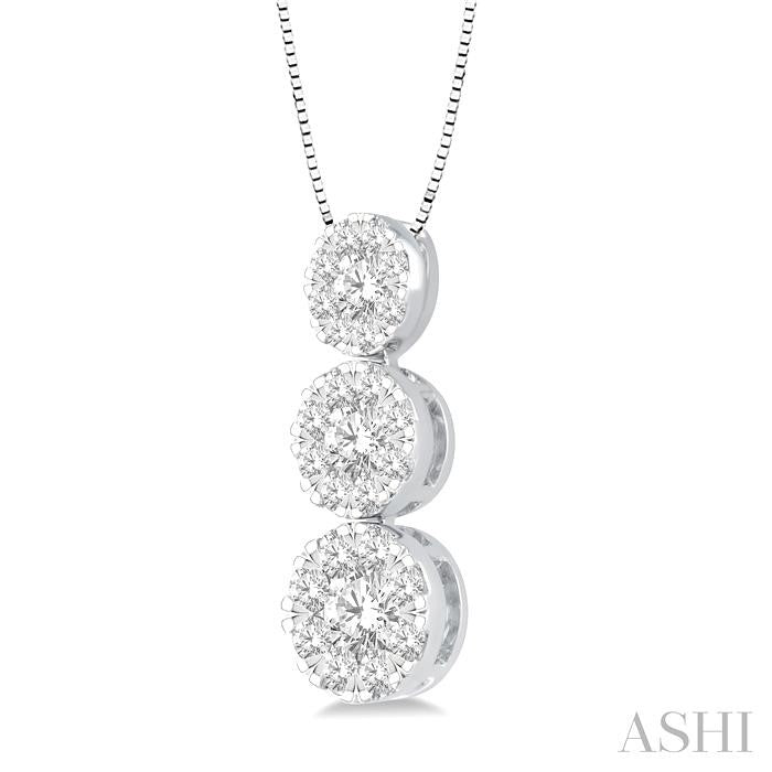 ASHI Round Shape Past Present & Future Lovebright Essential Diamond Pendant 929B2PPFGPDWG