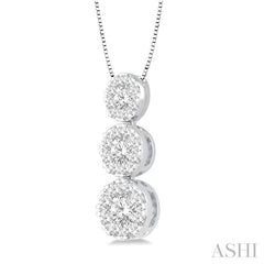 ASHI Round Shape Past Present & Future Lovebright Essential Diamond Pendant 929B2PPFGPDWG