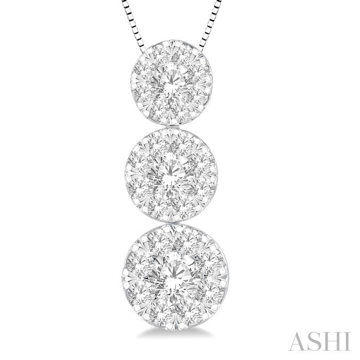 ASHI Round Shape Past Present & Future Lovebright Essential Diamond Pendant 929B2PPFGPDWG