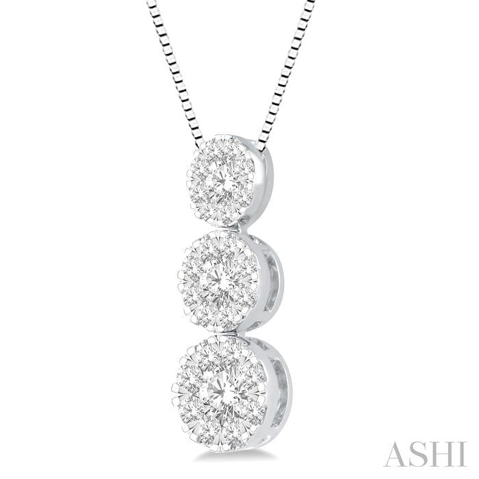 ASHI Round Shape Past Present & Future Lovebright Essential Diamond Pendant 929B3PPFVPDWG