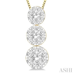 ASHI Round Shape Past Present & Future Lovebright Essential Diamond Pendant 929B3PPFVPDYW
