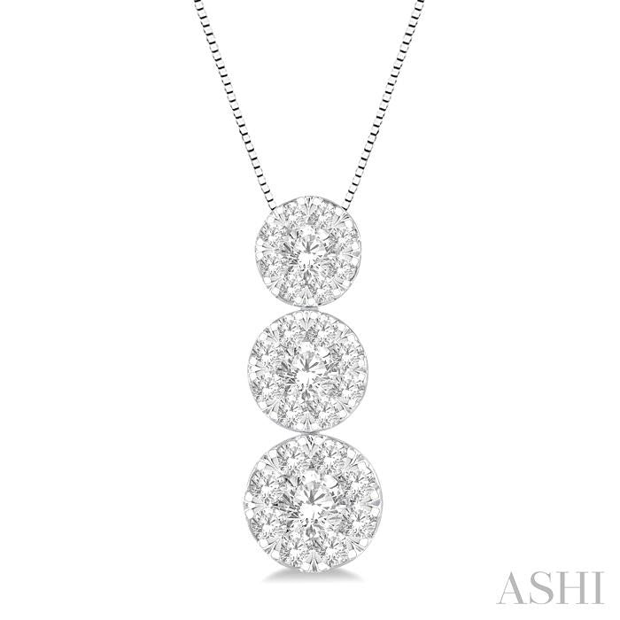 ASHI Round Shape Past Present & Future Lovebright Essential Diamond Pendant 929B6PPFGPDWG