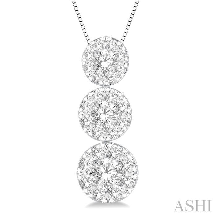 ASHI Round Shape Past Present & Future Lovebright Essential Diamond Pendant 929B6PPFGPDWG