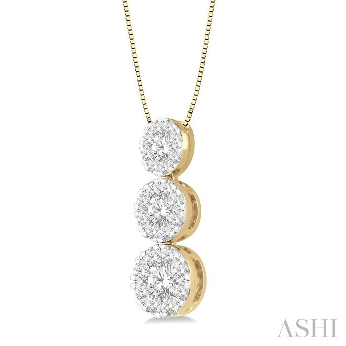 ASHI Round Shape Past Present & Future Lovebright Essential Diamond Pendant 929B6PPFGPDYW