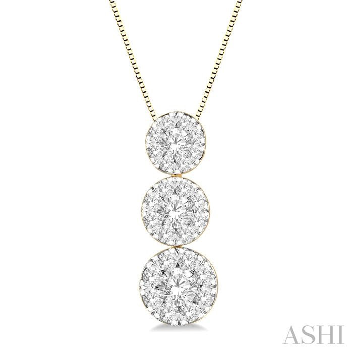ASHI Round Shape Past Present & Future Lovebright Essential Diamond Pendant 929B6PPFGPDYW