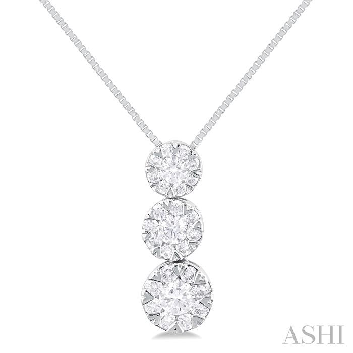 ASHI Round Shape Past Present & Future Lovebright Essential Diamond Pendant 929B6PPFVPDWG