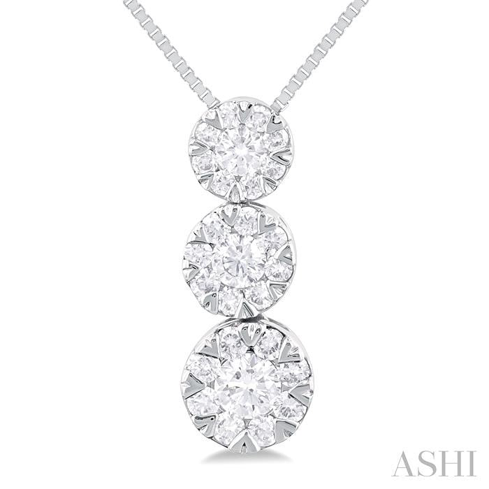 ASHI Round Shape Past Present & Future Lovebright Essential Diamond Pendant 929B6PPFVPDWG