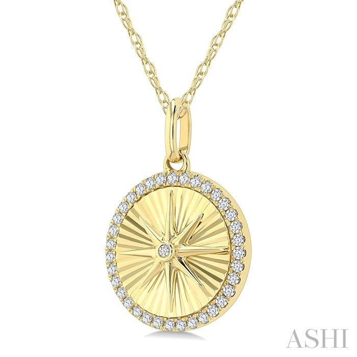ASHI Circle Fluted Medallion Diamond Pendant 929F7PPFHPDYG