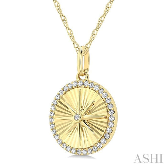 ASHI Circle Fluted Medallion Diamond Pendant 929F7PPFHPDYG