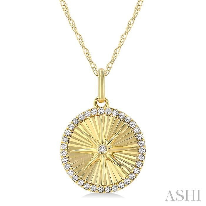 ASHI Circle Fluted Medallion Diamond Pendant 929F7PPFHPDYG