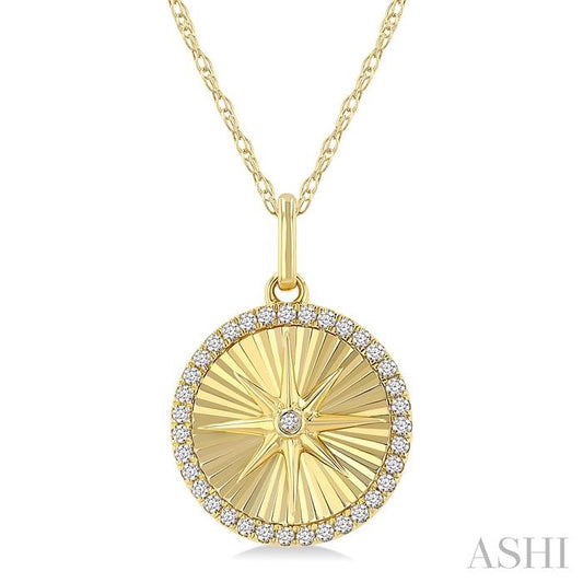 ASHI Circle Fluted Medallion Diamond Pendant 929F7PPFHPDYG