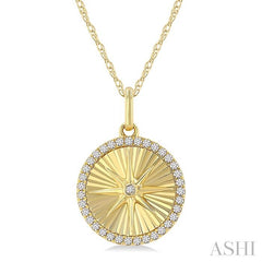 ASHI Circle Fluted Medallion Diamond Pendant 929F7PPFHPDYG