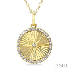 ASHI Circle Fluted Medallion Diamond Pendant 929F7PPFHPDYG