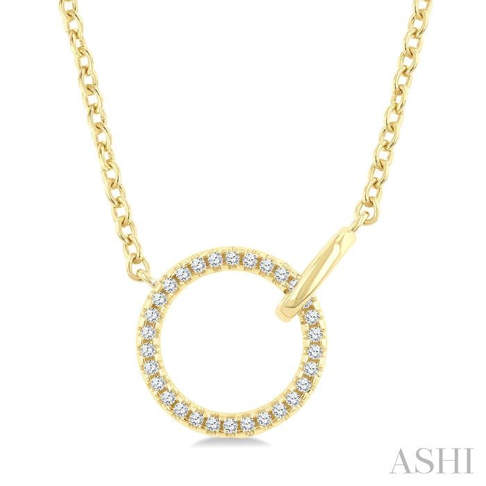 ASHI Circle Interlock Petite Diamond Fashion Pendant 929G8PPTSPDYG