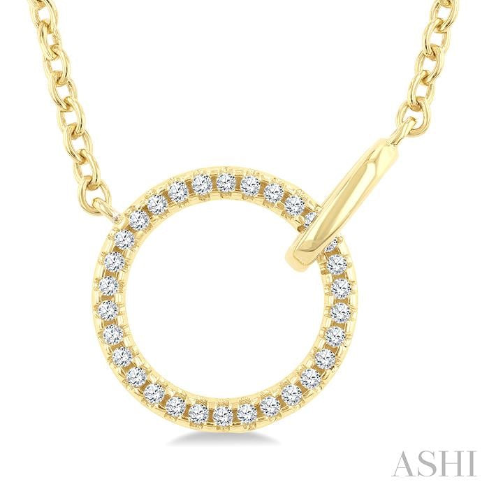 ASHI Circle Interlock Petite Diamond Fashion Pendant 929G8PPTSPDYG