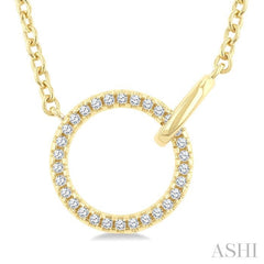 ASHI Circle Interlock Petite Diamond Fashion Pendant 929G8PPTSPDYG