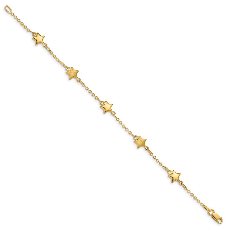 Quality Gold 14K Brushed & Polished Stars Bracelet FB1546-7