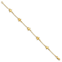 Quality Gold 14K Brushed & Polished Stars Bracelet FB1546-7