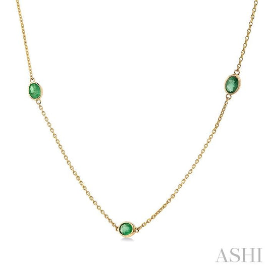 ASHI Oval Shape Gemstone Station Necklace 930V0PPF@NKEMYG-OV