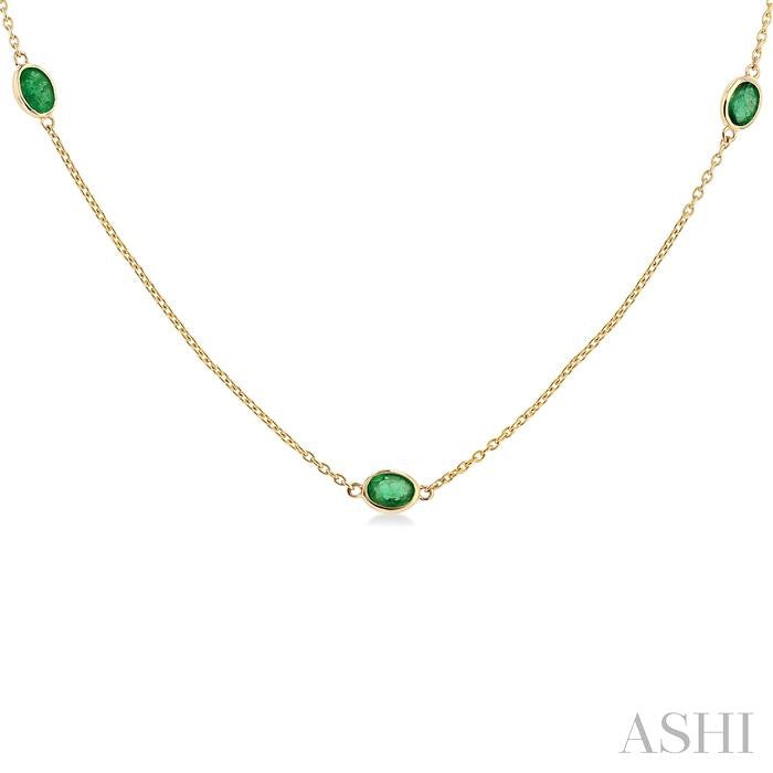 ASHI Oval Shape Gemstone Station Necklace 930V0PPF@NKEMYG-OV