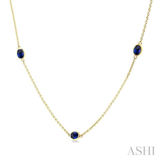 ASHI Oval Shape Gemstone Station Necklace 930V0PPF@NKSPYG-OV
