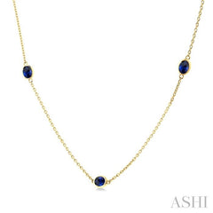 ASHI Oval Shape Gemstone Station Necklace 930V0PPF@NKSPYG-OV