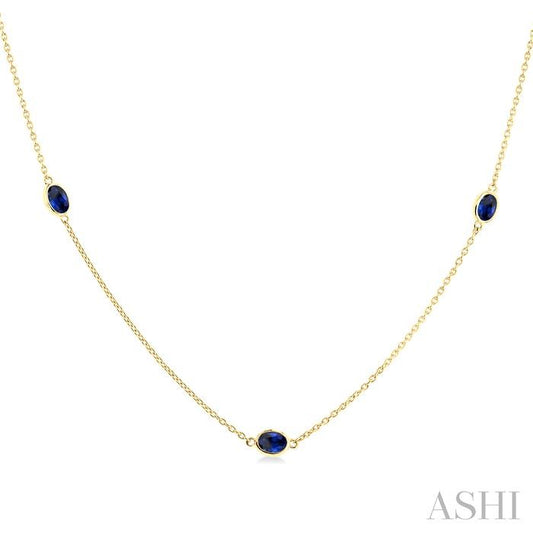 ASHI Oval Shape Gemstone Station Necklace 930V0PPF@NKSPYG-OV