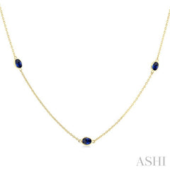 ASHI Oval Shape Gemstone Station Necklace 930V0PPF@NKSPYG-OV