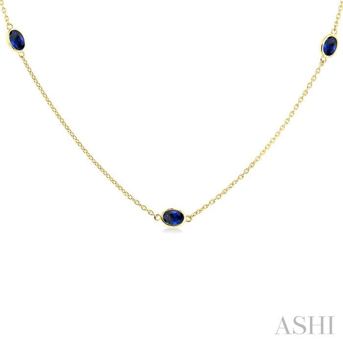 ASHI Oval Shape Gemstone Station Necklace 930V0PPF@NKSPYG-OV