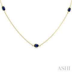 ASHI Oval Shape Gemstone Station Necklace 930V0PPF@NKSPYG-OV