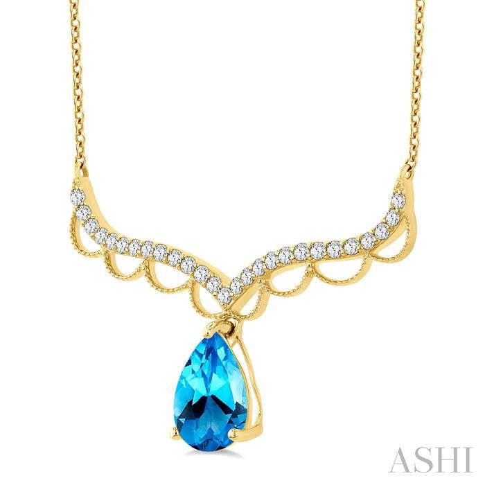 ASHI Pear Shape Gemstone & Diamond Fashion Necklace 930W0PPTSNKBTYG