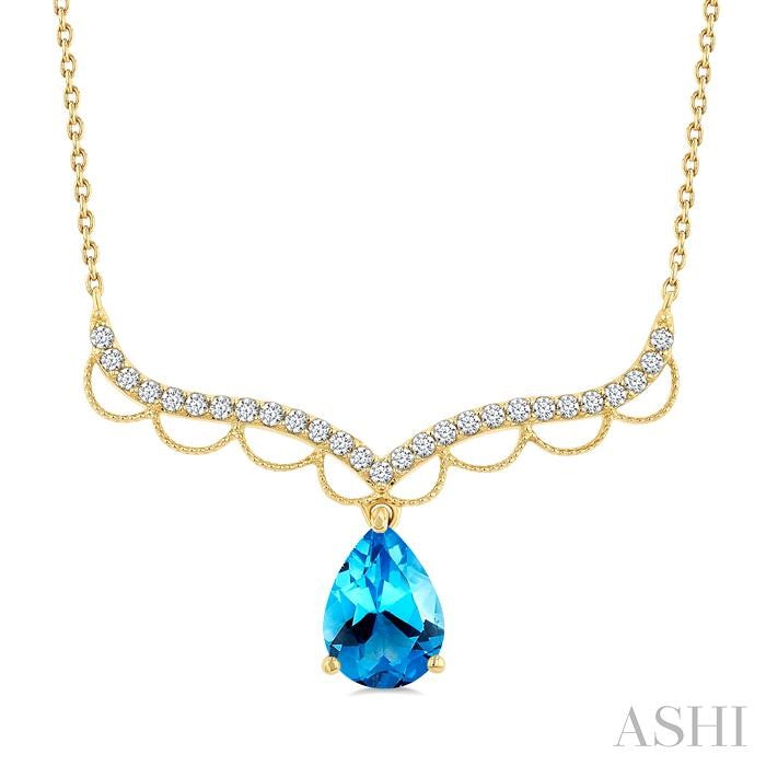 ASHI Pear Shape Gemstone & Diamond Fashion Necklace 930W0PPTSNKBTYG