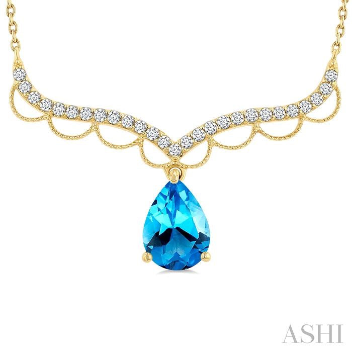 ASHI Pear Shape Gemstone & Diamond Fashion Necklace 930W0PPTSNKBTYG