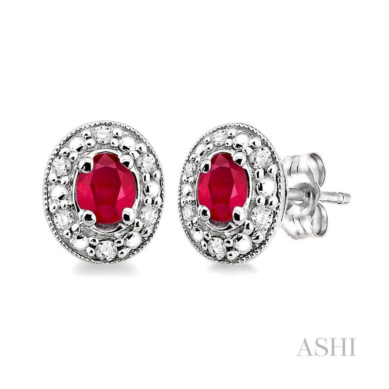 ASHI Oval Shape Gemstone & Diamond Earrings 58198PPFSERRBWG