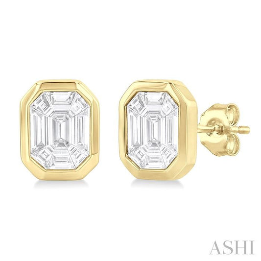 ASHI Pie Cut Emerald Diamond Earrings 932F4PPFHERYG
