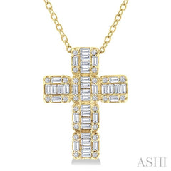 ASHI Cross Fusion Diamond Fashion Pendant 933H3PPFHPDYG