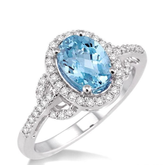 Parkplace Jewelers Oval Shape Gemstone & Halo Diamond Ring 52275PPFNAQWG