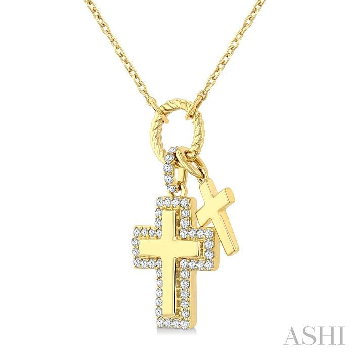 ASHI Cross Charm Diamond Fashion Pendant 938A7PPTGPDYG-CR