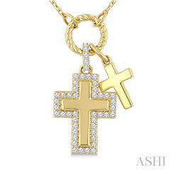 ASHI Cross Charm Diamond Fashion Pendant 938A7PPTGPDYG-CR
